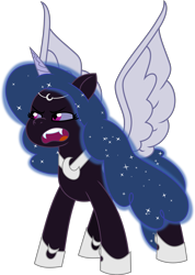 Size: 4277x6000 | Tagged: safe, artist:frownfactory, imported from derpibooru, izzy moonbow, alicorn, pony, alicornified, fangs, g5, horn, izzycorn, jewelry, mlp fim's twelfth anniversary, my little pony: tell your tale, nightmare moonbow, nightmarified, race swap, regalia, simple background, solo, transparent background, vector, wings