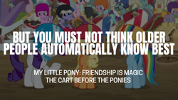 Size: 1920x1080 | Tagged: safe, edit, edited screencap, editor:quoterific, imported from derpibooru, screencap, applejack, crackle pop, diamond tiara, rainbow dash, randolph, rarity, snips, snips' dad, sugar stix, tender brush, winter lotus, the cart before the ponies