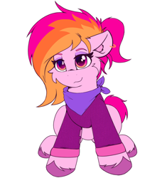 Size: 3291x3500 | Tagged: safe, artist:legionsunite, imported from derpibooru, oc, oc:velvet volt, pegasus, pony, bandana, clothes, ear fluff, ear piercing, earring, jewelry, pegasus oc, piercing, simple background, sitting, sweater, transparent background