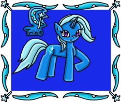 Size: 629x532 | Tagged: safe, artist:surge-64, imported from derpibooru, trixie, unicorn, blue background, female, g4, looking at you, mare, raised hoof, simple background, smiling, smiling at you, solo, standing, transparent background