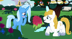 Size: 1386x760 | Tagged: safe, artist:starryc94, imported from derpibooru, prince blueblood, trixie, bluetrix, female, male, marriage proposal, shipping, straight, trixie day