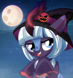 Size: 2313x2447 | Tagged: safe, artist:spookyle, imported from derpibooru, oc, oc only, oc:moonlit breeze, kirin, halloween, hat, holiday, moon, nightmare night, solo, spooky, witch hat