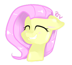 Size: 2000x1800 | Tagged: safe, artist:thecreativerey, imported from derpibooru, fluttershy, pegasus, pony, bust, eyes closed, female, grin, mare, simple background, smiling, solo, transparent background