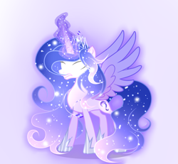 Size: 2641x2442 | Tagged: safe, artist:existencecosmos188, imported from derpibooru, oc, oc only, oc:existence, alicorn, pony, alicorn oc, base used, ethereal mane, female, glowing, glowing eyes, glowing horn, hoof shoes, horn, mare, simple background, solo, starry mane, transparent background, wings