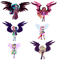 Size: 2300x2360 | Tagged: safe, artist:prettycelestia, imported from twibooru, adagio dazzle, applejack, aria blaze, gaea everfree, pinkie pie, sonata dusk, sunset shimmer, twilight sparkle, pony, siren, equestria girls, breasts, busty applejack, clothes, dress, drunk, drunk twilight, fusion, gem, gloves, gown, high heels, horn, image, lil miss rarity, midnight sparkle, murderous mane 6, murdershy, pinkamena diane pie, png, ponified, rainbooms, rainbow factory dash, shoes, siren gem, sirenified, species swap, sunset satan, the dazzlings