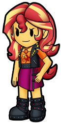 Size: 1704x3440 | Tagged: safe, artist:artemis-polara, imported from derpibooru, sunset shimmer, human, equestria girls, chibi, commission, paper mario, simple background, solo, transparent background