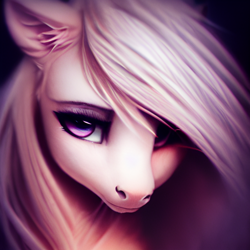 Size: 1024x1024 | Tagged: safe, editor:hawkeyethree, imported from derpibooru, oc, oc only, pony, ai content, ai generated, bust, ear fluff, female, generator:purplesmart.ai, generator:stable diffusion, hair over one eye, looking at you, mare, portrait, solo