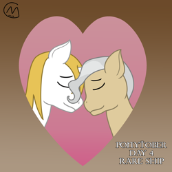 Size: 3200x3200 | Tagged: safe, artist:maître cervidé, imported from derpibooru, mayor mare, prince blueblood, earth pony, pony, unicorn, female, heart, love, male, mare, ponytober, shipping, stallion, straight