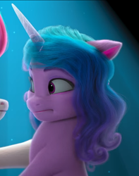 Size: 726x923 | Tagged: safe, imported from derpibooru, screencap, izzy moonbow, zipp storm, pegasus, pony, unicorn, spoiler:my little pony: make your mark chapter 2, spoiler:myms01e07, cute, duo, duo female, ear flick, eyebrows, female, frown, g5, hoof done it?, i watch it for the ears, izzy is best facemaker, izzybetes, mare, my little pony: make your mark, my little pony: make your mark chapter 2, offscreen character, solo focus