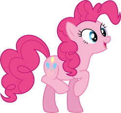 Size: 3222x3000 | Tagged: safe, artist:cloudy glow, imported from derpibooru, pinkie pie, earth pony, pony, too many pinkie pies, .ai available, female, high res, mare, open mouth, simple background, smiling, solo, standing on two hooves, transparent background, vector