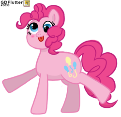 Size: 862x835 | Tagged: safe, artist:thread8, imported from derpibooru, pinkie pie, earth pony, pony, :p, blush sticker, blushing, derp, goofy, pink mane, pink tail, silly, silly pony, simple background, solo, standing on two hooves, tail, tongue out, transparent background