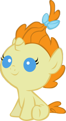 Size: 985x1800 | Tagged: safe, artist:clonehunter, imported from derpibooru, pumpkin cake, pony, unicorn, baby, baby pony, bow, female, hair bow, open mouth, open smile, simple background, sitting, smiling, solo, transparent background, vector