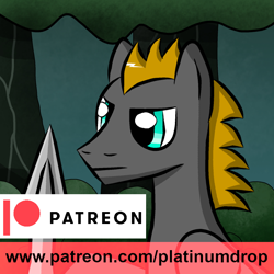 Size: 800x800 | Tagged: safe, artist:platinumdrop, imported from derpibooru, oc, oc:platinumdrop, advertising, patreon, patreon link, patreon logo