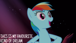 Size: 1288x725 | Tagged: safe, edit, edited screencap, editor:quoterific, imported from derpibooru, screencap, rainbow dash, pegasus, pony, do princesses dream of magic sheep, female, mare, open mouth, solo