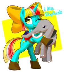 Size: 1914x2105 | Tagged: safe, artist:thebatfang, imported from derpibooru, oc, oc:terri softmare, elephant, pony, 4chan, bag, bow, hair bow, plushie, saddle bag, simple background, terry davis, text