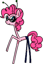 Size: 150x225 | Tagged: safe, artist:algoatall, pinkie pie, earth pony, pony, antennae, clothes, female, jeans, long, mare, pants, pinktober, raised hoof, simple background, solo, sunglasses, transparent background