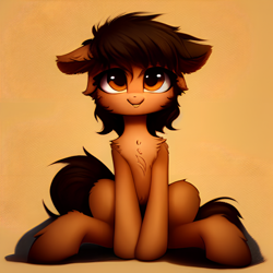 Size: 1024x1024 | Tagged: safe, editor:paracompact, imported from derpibooru, oc, oc only, earth pony, pony, ai content, ai generated, cheek fluff, chest fluff, cute, ear fluff, female, floppy ears, generator:purplesmart.ai, generator:stable diffusion, mare, sitting, solo