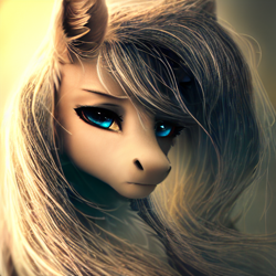 Size: 1024x1024 | Tagged: safe, editor:hawkeyethree, imported from derpibooru, oc, oc only, pony, ai content, ai generated, blonde mane, blue eyes, bust, female, generator:purplesmart.ai, generator:stable diffusion, long mane, looking at you, mare, portrait, solo
