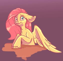 Size: 1692x1640 | Tagged: safe, alternate version, artist:unfinishedheckery, imported from derpibooru, fluttershy, pegasus, pony, blushing, digital art, female, mare, solo, spread wings, wings