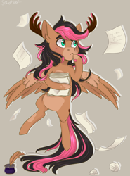Size: 2000x2700 | Tagged: safe, artist:silbersternenlicht, imported from derpibooru, oc, oc only, pegasus, pony, antlers, solo
