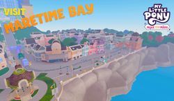 Size: 1024x600 | Tagged: safe, imported from derpibooru, g5, maretime bay, my little pony logo, my little pony: make your mark, my little pony: visit maretime bay, official, roblox