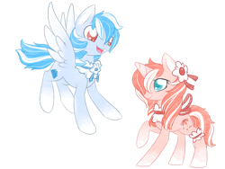 Size: 1024x768 | Tagged: safe, artist:piichu-pi, imported from derpibooru, oc, oc:passion frail, oc:permafrost, pegasus, pony, unicorn, female, male, mare, simple background, stallion, transparent background