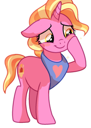 Size: 871x1228 | Tagged: artist needed, source needed, safe, imported from derpibooru, luster dawn, pony, unicorn, base used, hoof on cheek, pregnant