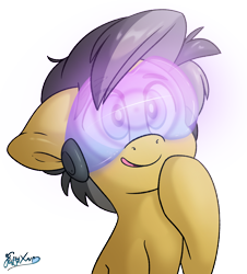 Size: 2800x3100 | Tagged: safe, artist:fluffyxai, imported from derpibooru, oc, oc only, oc:moon sparks, pony, curious, hypnogear, hypnogoggles, hypnosis, hypnotized, male, simple background, smiling, transparent background