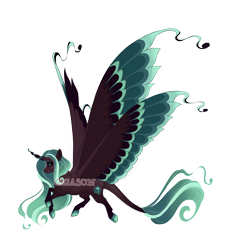 Size: 5500x5700 | Tagged: safe, artist:gigason, imported from derpibooru, oc, oc:cloud iridescence, alicorn, pony, absurd resolution, black sclera, colored wings, female, mare, multicolored wings, obtrusive watermark, simple background, solo, transparent background, watermark, wings