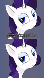 Size: 1227x2160 | Tagged: safe, artist:happy harvey, imported from derpibooru, rarity, pony, unicorn, 2 panel comic, comic, cute, drawthread, eyeshadow, female, imminent sex, implied molestation, lidded eyes, makeup, mare, phone drawing, ponified, smiling, solo, thoughts