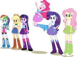 Size: 800x593 | Tagged: safe, artist:pascalmulokozi2, imported from derpibooru, applejack, fluttershy, pinkie pie, rainbow dash, rarity, sci-twi, twilight sparkle, equestria girls, humane five, humane six, simple background, solo, transparent background