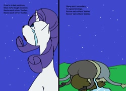 Size: 1024x745 | Tagged: safe, artist:idolkve, imported from derpibooru, rarity, pony, aeroplanes and meteor showers, airplanes (song), ass, butt, crack shipping, crossover, crossover shipping, crying, female, majestic as fuck, male, meme, muscle man, night, regular show, shipping, straight, stupid, stylistic suck