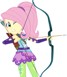 Size: 3000x3438 | Tagged: safe, artist:cloudy glow, imported from derpibooru, fluttershy, human, equestria girls, friendship games, archery, arrow, bow, female, simple background, solo, transparent background, vector