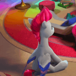 Size: 600x600 | Tagged: safe, imported from derpibooru, screencap, zipp storm, pegasus, pony, spoiler:my little pony: make your mark chapter 2, spoiler:myms01e06, animated, cropped, ear flick, female, g5, gif, i watch it for the ears, mare, my little pony: make your mark, my little pony: make your mark chapter 2, sitting, solo, the traditional unicorn sleep-over