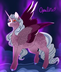 Size: 1725x2048 | Tagged: safe, artist:inisealga, imported from derpibooru, opaline arcana, alicorn, pony, spoiler:g5, spoiler:my little pony: make your mark, butt fluff, chest fluff, coat markings, facial markings, female, g5, mare, markings, neck fluff, redesign, solo, spread wings, wing fluff, wings