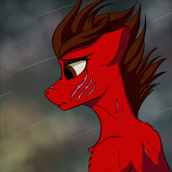 Size: 2223x2223 | Tagged: safe, artist:crimsonwolf360, imported from derpibooru, oc, earth pony, pony, cloud, scar, sketch, solo, windswept mane