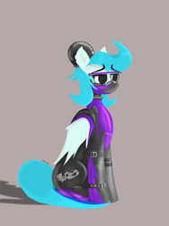 Size: 1620x2160 | Tagged: safe, artist:xdamny, imported from derpibooru, oc, oc only, oc:piva storm, pegasus, pony, clothes, costume, female, frown, latex, latex suit, shadow, shadowbolts, shadowbolts costume, signature, simple background, sitting, solo, tight clothing, wings, worried