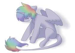 Size: 2400x1700 | Tagged: safe, artist:puppie, imported from derpibooru, oc, oc only, oc:esoteric, alicorn, crying, multicolored hair, rainbow hair, sad, simple background, sitting, solo, transparent background, vent art
