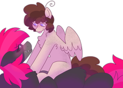 Size: 2800x2000 | Tagged: safe, artist:puppie, imported from derpibooru, oc, oc only, oc:gruffy, oc:raevyn, earth pony, pegasus, blushing, cute, eye contact, looking at each other, looking at someone, simple background, smiling, tongue out, transparent background