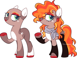 Size: 2951x2252 | Tagged: safe, artist:kurosawakuro, imported from derpibooru, oc, earth pony, pony, bald, bandana, base used, body freckles, clothes, colored hooves, ear piercing, earring, earth pony oc, eyeshadow, female, freckles, green eyes, jewelry, lipstick, makeup, mare, piercing, ponified, raised hoof, roman torchwick, simple background, solo, stockings, thigh highs, transparent background