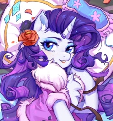 Size: 962x1033 | Tagged: safe, artist:千雲九枭, imported from derpibooru, rarity, pony, unicorn, bed, blindfold, chest fluff, clothes, cute, female, flower, mare, on bed, pajamas, pillow, raribetes, solo