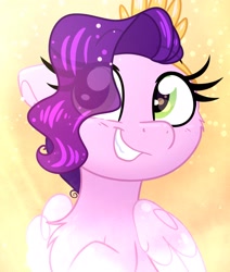 Size: 1833x2160 | Tagged: safe, artist:lbrcloud, imported from derpibooru, pipp petals, pegasus, pony, adorapipp, bust, cute, eye clipping through hair, female, g5, hair over one eye, headband, mare, portrait, smiling, solo