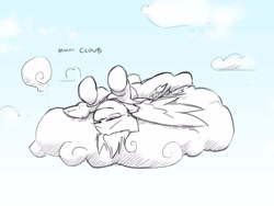 Size: 4000x3000 | Tagged: safe, artist:captainhoers, imported from derpibooru, spitfire, pegasus, pony, cloud, cute, dialogue, female, high res, lidded eyes, lying down, lying on a cloud, mare, on a cloud, on back, partial color, silly, solo, spread wings, upside down, wings