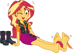 Size: 6000x4329 | Tagged: safe, artist:n0kkun, imported from derpibooru, sunset shimmer, human, equestria girls, barefoot, boots, feather, feet, fetish, foot fetish, foot focus, foot tickling, foot worship, laughing, one eye closed, open mouth, open smile, shoes, shoes removed, simple background, smiling, soles, solo, tickling, toes, transparent background, vector