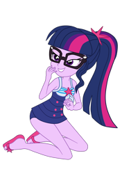 Size: 1900x2692 | Tagged: safe, artist:gmaplay, imported from derpibooru, sci-twi, twilight sparkle, human, equestria girls, equestria girls series, forgotten friendship, clothes, glasses, sandals, sci-twi swimsuit, simple background, solo, swimsuit, transparent background