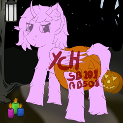 Size: 3000x3000 | Tagged: safe, artist:spiroudada, imported from derpibooru, pegasus, pony, unicorn, adult foal, candle, clothes, commission, diaper, diaper fetish, fetish, fluffy, halloween, holiday, jack-o-lantern, moon, night, non-baby in diaper, pumpkin, solo, spooky, tree, ych sketch, your character here