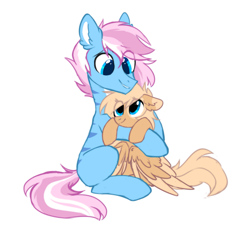 Size: 2097x1906 | Tagged: safe, artist:mirtash, oc, oc only, oc:liu, oc:mirta whoowlms, pegasus, cute, hugging a pony, pegasus oc, shipping, wings