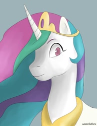 Size: 527x680 | Tagged: safe, artist:canterlothero, imported from derpibooru, princess celestia, alicorn, pony, bust, female, looking at you, mare, solo
