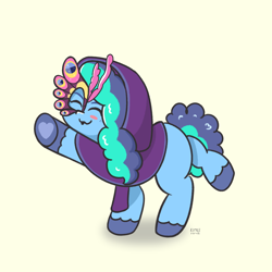 Size: 2048x2048 | Tagged: safe, artist:limitmj, imported from derpibooru, pony, unicorn, spoiler:g5, spoiler:my little pony: tell your tale, spoiler:tyts01e30, clothes, costume, cute, cute face, dancing, female, g5, mare, misty brightdawn, mistybetes, my little pony: tell your tale, nightmare night costume, nightmare night party, scene interpretation, simple background, uwu, white background