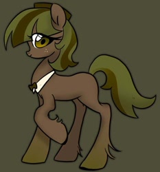 Size: 640x688 | Tagged: safe, artist:noriiuwu, imported from derpibooru, oc, oc only, earth pony, black outlines, bowtie, colored hooves, earth pony oc, female, freckles, green background, hat, mare, missing cutie mark, reddit, simple background, solo, transparent mane, two toned mane, unshorn fetlocks